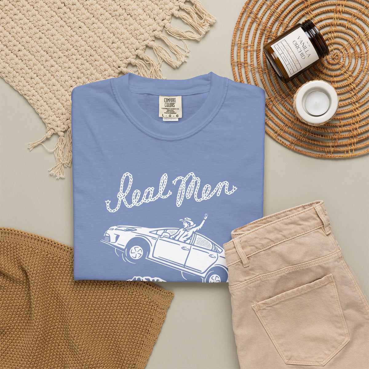 Tee, Washed Denim - Real Men Drive Prius