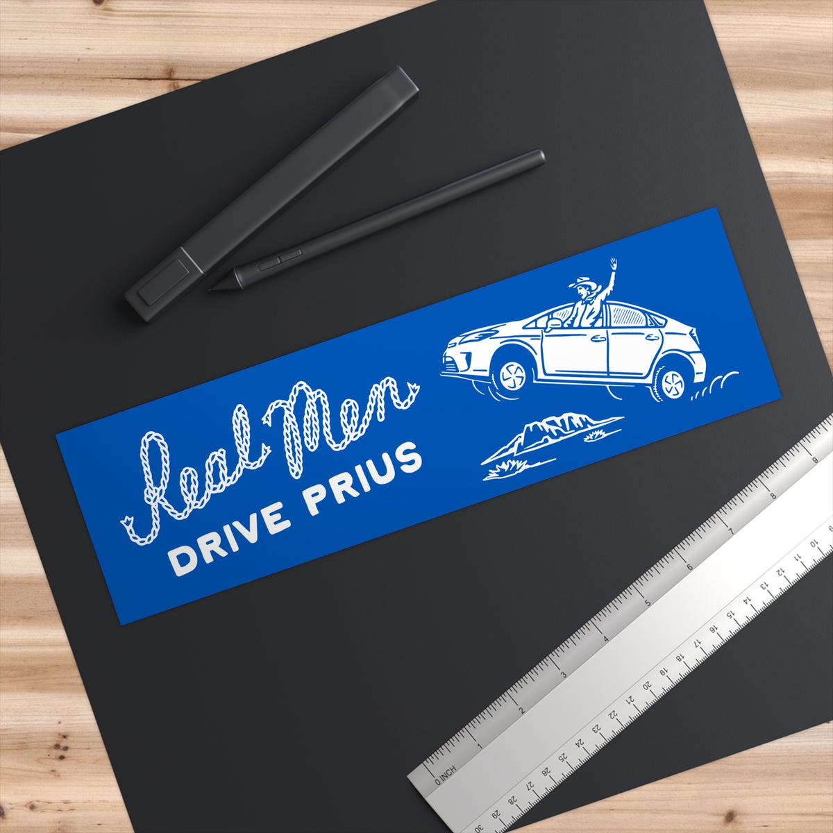 Bumper Sticker, Blue - Real Men Drive Prius