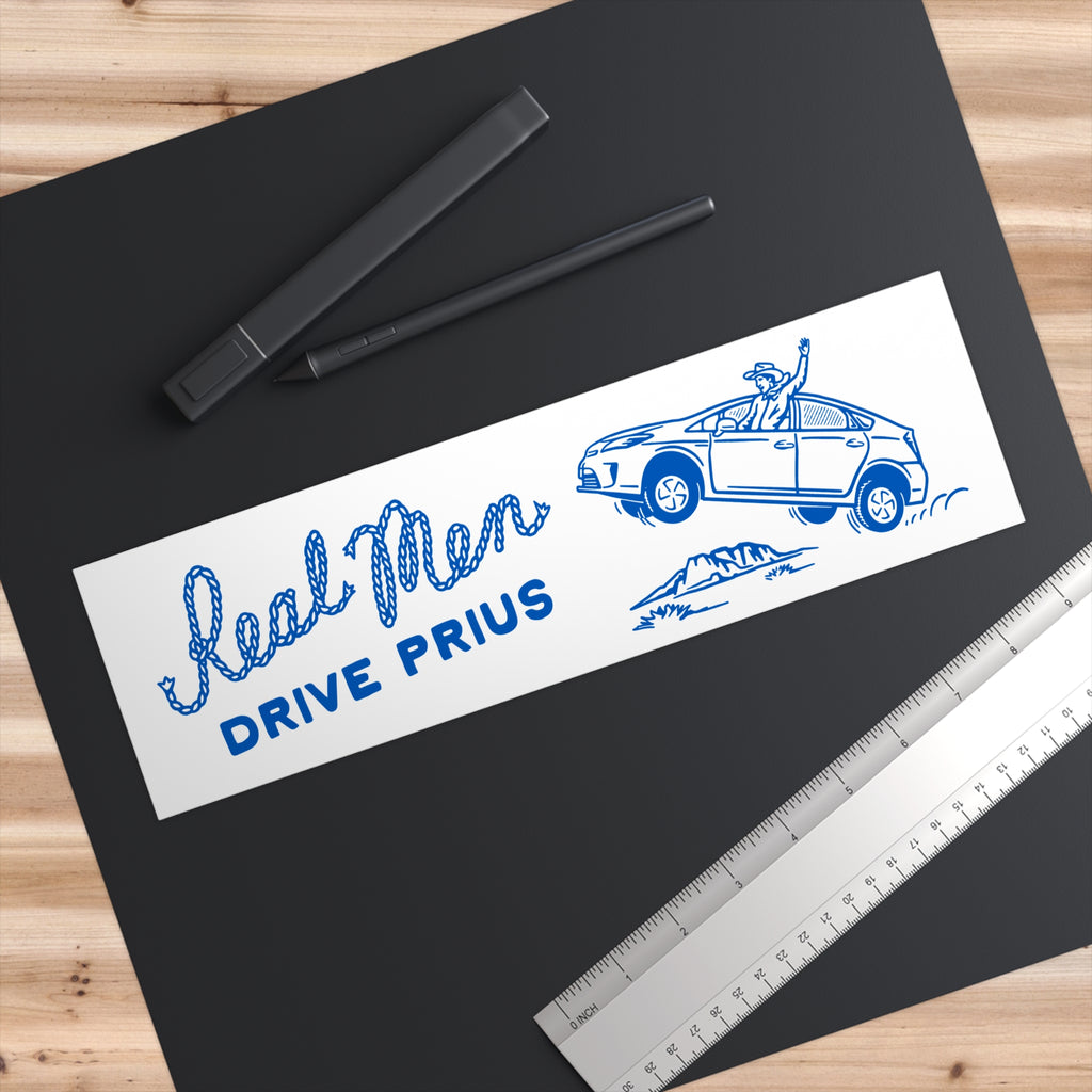 Bumper Sticker, White - Real Men Drive Prius