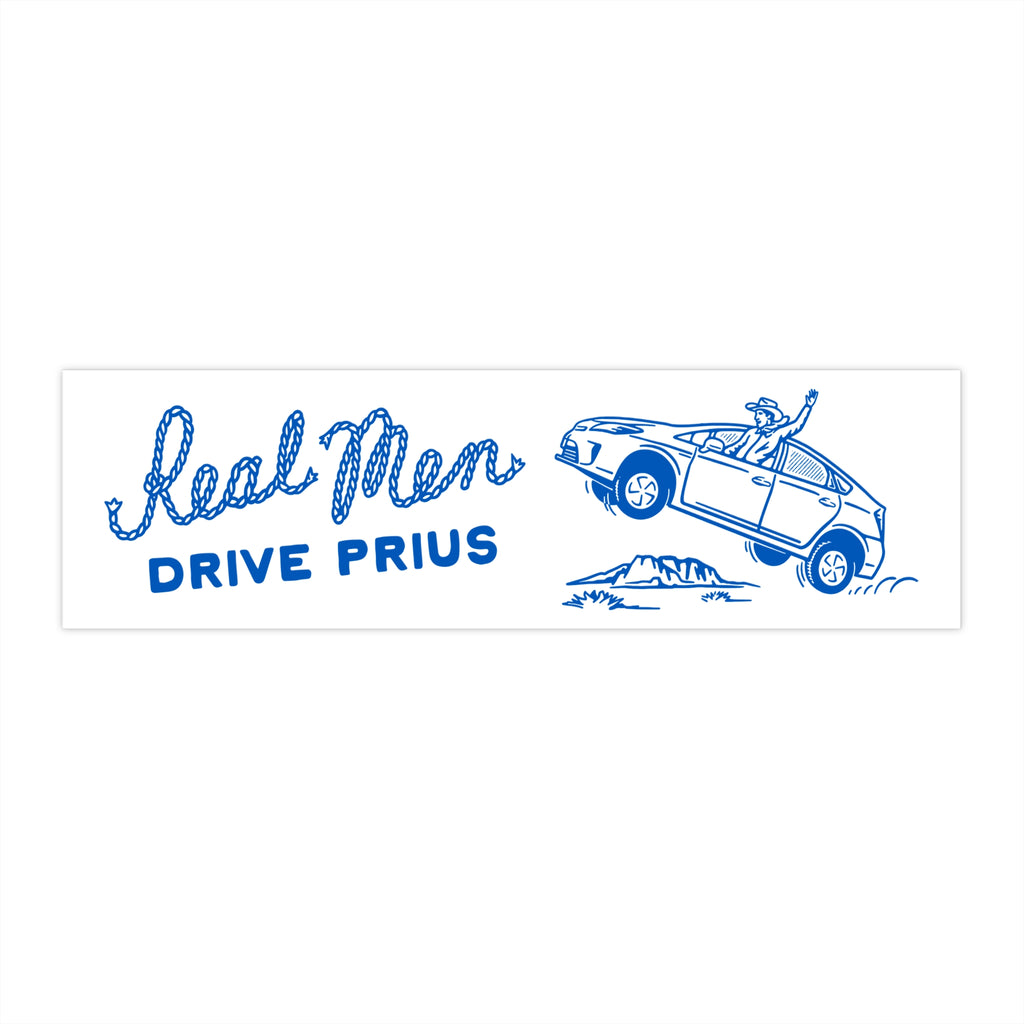 Bumper Sticker, White - Real Men Drive Prius